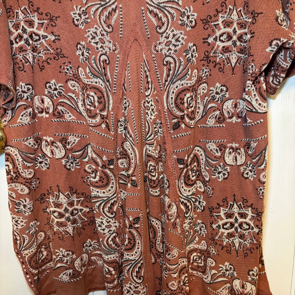 Free People Top Womens Small Paisley Knit Oversized Boho Festival Terracotta - Picture 14 of 16